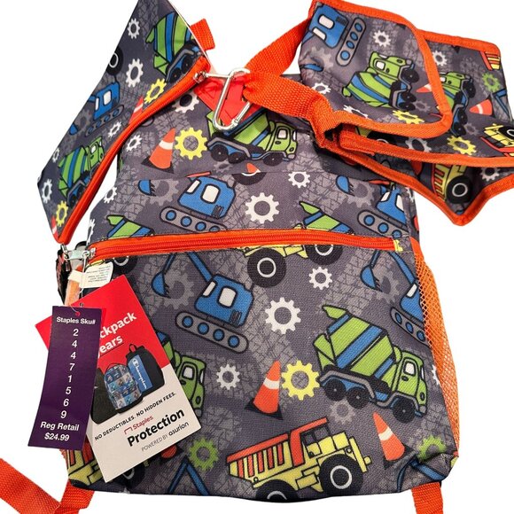 Backpack 6-Piece Construction Trucks Water Bottle Pen‎ Case Lunch Bag NEW *READ* - Picture 4 of 15